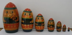 Strassenmusiker-Matroschka! Babuschka! 7 Holz-Puppen! RARITÄT! SAMMLEROBJEKT! - Bild 1 von 3