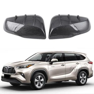 Carbon Fiber Side Wing Rearview Mirror Cover Cap For Toyota Highlander 2020-2025 - Picture 1 of 5