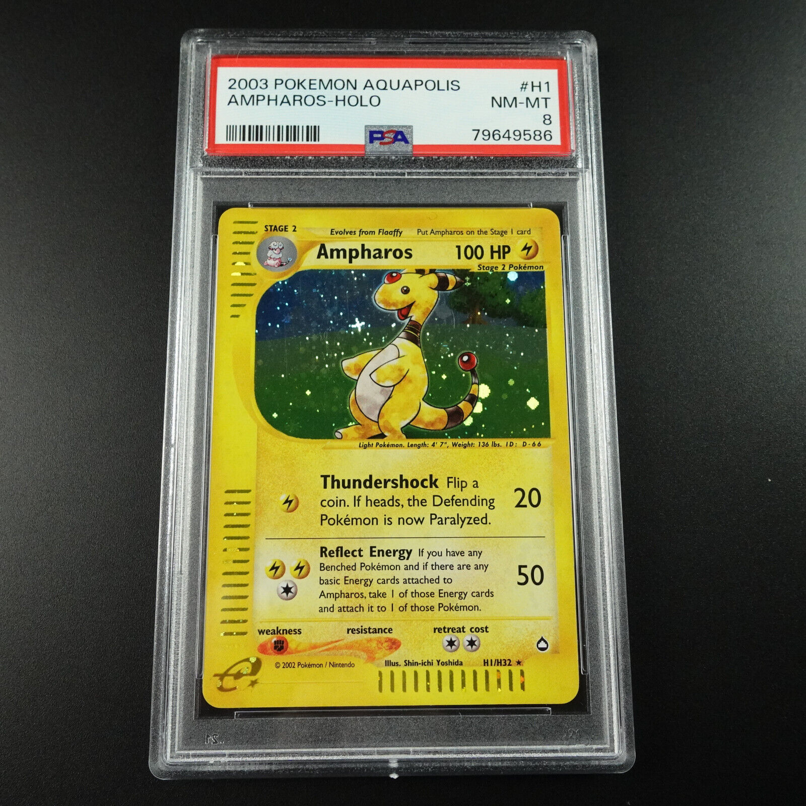 PSA 8 Ampharos H1/H32 Aquapolis E Series Holo Rare Graded Pokemon Card