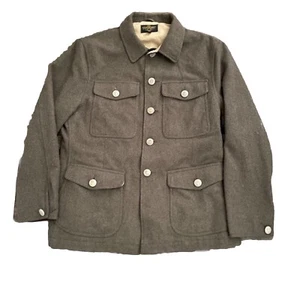 The Cockpit Wool Blend Leather Military Ricky Army Green Coat XL Jacket Pin Up - Picture 1 of 9