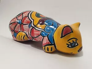 *Talavera Kitty Cat Shelf Sitter* Hand Painted Mexican Pottery *AS IS* Tiny Chip - Picture 1 of 9
