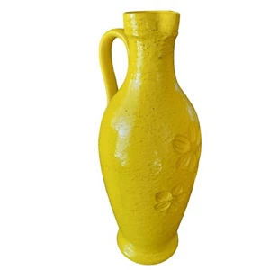 Vintage Heavy Pottery Bright Yellow for Rosenthal Netter Vase Pitcher Italy 16". - Picture 1 of 23