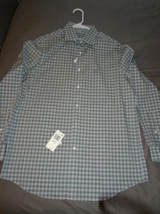 NWT Michael Kors GREEN CHECKS Airsoft Stretch 16 32/33 L BUTTON DOWN DRESS SHIRT - Picture 1 of 4