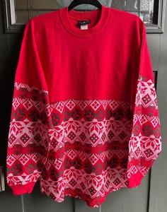 Spirit Jersey - Red Christmas/Holiday Print 100% Cotton Pullover - NWOT - Picture 1 of 5