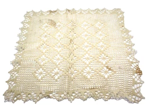 Doily Square Handmade Crochet Beige 12" Square - Picture 1 of 1