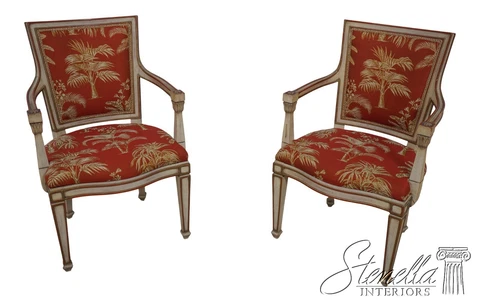 59977EC: Pair French Louis XVI Style Upholstered Armchairs Cover