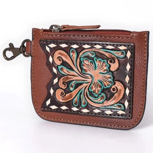 AD American Darling Coin Purse Hand Tooled Genuine Leather Women Bag Western - Picture 1 of 19