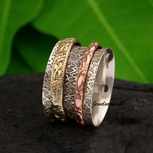 Solid 925 Sterling Silver Spinner Ring Mediation Handmade Gift Jewelry WV77 - Picture 1 of 4