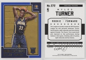2015-16 Panini NBA Hoops Rookies Blue /399 Myles Turner #272 Rookie RC