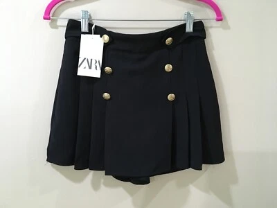 Zara Faldas Cortas Negro Marinero Plisado Negro Dorado Botón Mujer XS Nuevo 9878/099 Foto 1 de 4