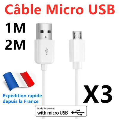 Chargeur Câble de données Micro USB Pour Téléphone Portable, Mobile, Tablette - Imagen 1 de 4