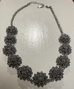 New 20" Ann Taylor Faux Silver Pearl Bib Necklace - Picture 1 of 3