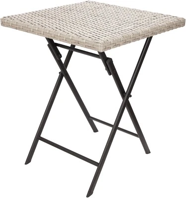 Balkontisch Klappbar Klapptisch Gartentisch Bistrotisch 60x60 cm Rattan Beige - Bild 1 von 4