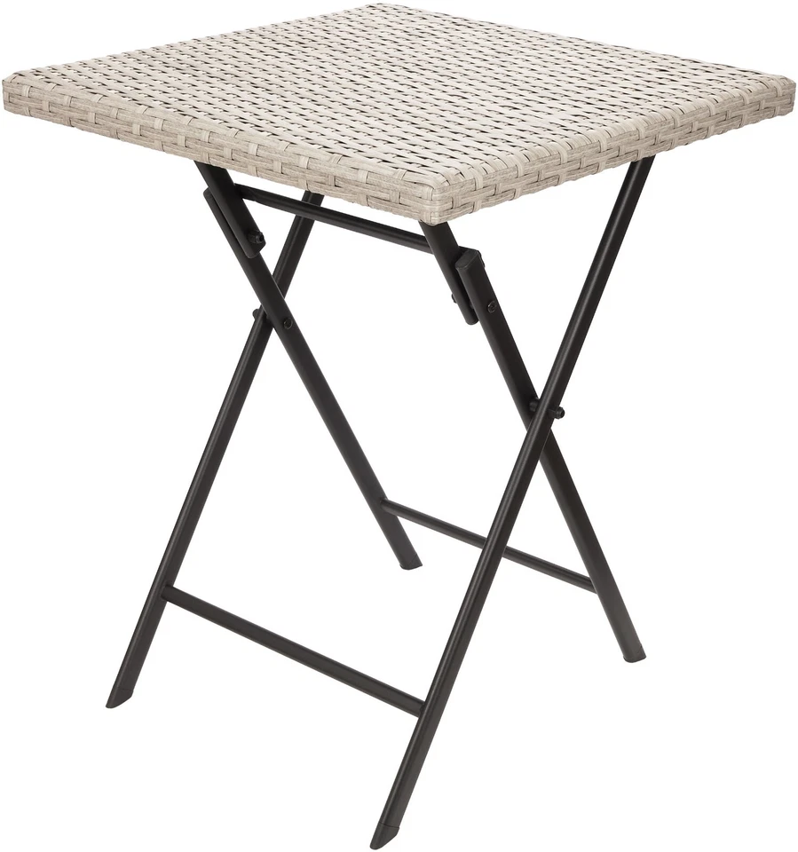Balkontisch Klappbar Klapptisch Gartentisch Bistrotisch 60x60 cm Rattan Beige - Bild 1 von 4