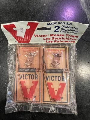 VINTAGE VICTOR 2-PACK FACTORY SEALED MOUSE TRAPS Made In USA - Image 1 of 4