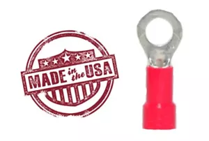 MVP 100 Red 18-22 AWG Vinyl Insulated Ring Terminals 1/4" Stud - Made in the USA - Picture 1 of 1