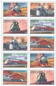 U.S. Postage 33c Famous Trains "All Aboard!" Sheet, #3333 - #3337 Sheet Unused - Picture 1 of 3