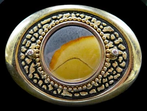 Polished Stone Hippy Style Vintage Belt Buckle - Picture 1 of 3