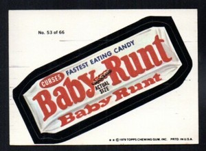 CURSES BABY RUNT ACTUAL SIZE 1979 TOPPS WACKY PACKAGES STICKER VG-EX+ NO CREASES