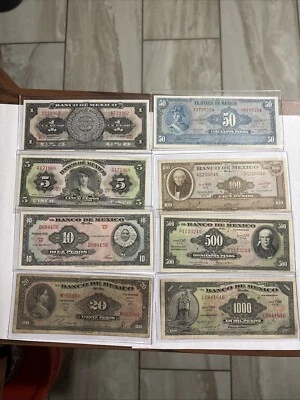 Lot Of Bills From México 1,5,10,20,50,100,500 And 1000 - Image 1 of 2