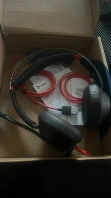 Plantronics Blackwire C5220 Black/Red On the Ear Headsets - Image 1 of 4