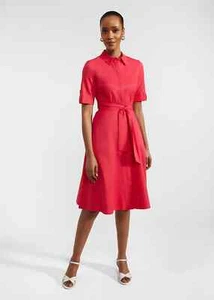 HOBBS Tarianna Belted Shirt Dress Rouge Pink UK6P/UK8/UK10/UK12/UK14 (A41) - Picture 1 of 7