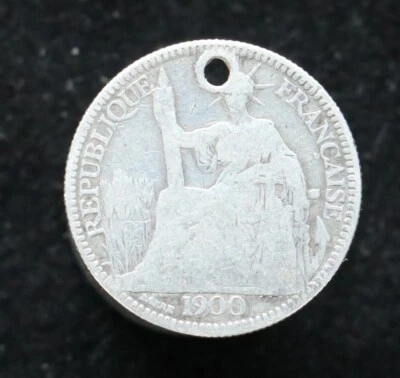 10 céntimos Indochina francesa 1900 - plata Foto 1 de 2