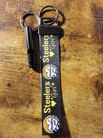 Pittsburgh Steelers Girl Wristlets Keychain With Free Safety Whistle Cover