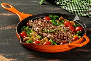 HOSSE Enameled Cast Iron Skillet Fry Pan 11" Round- 6 COLORS-Dishwasher-SAFE - Picture 1 of 23