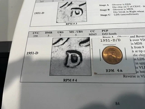 1951-D/D South Lincoln Wheat cent UNC Red RPM 4 Really Nice coin RARE Cover