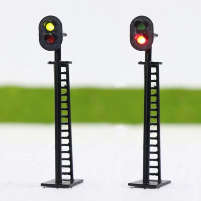 JTD03 5pcs Model Railway 2-Light Block Signal Green/Red HO Gauge 6cm 12V LED - Image 1 of 4