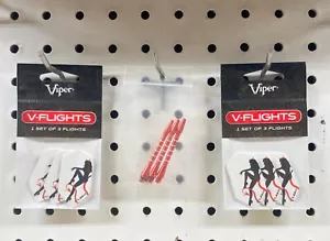 Varillas de dardos de aluminio a rayas rojas/plateadas y 2 juegos Sexy Devil Slim Dart Flights - Imagen 1 de 4