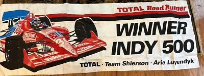 Arie Luyendyk INDY 500 ganador Banner 3.5' x 7.5' Total Road Runner Dominos 90 Foto 1 de 4