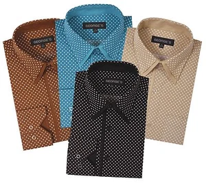 Men's Fashion mini-Polka Dot Design Dress Shirt Double Collar by Georges 617 - Picture 1 of 10