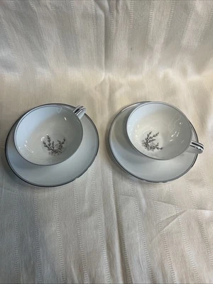 Juego de 2 tazas de té y platillos Noritake China 5860 Stanford estampado floral Foto 1 de 4