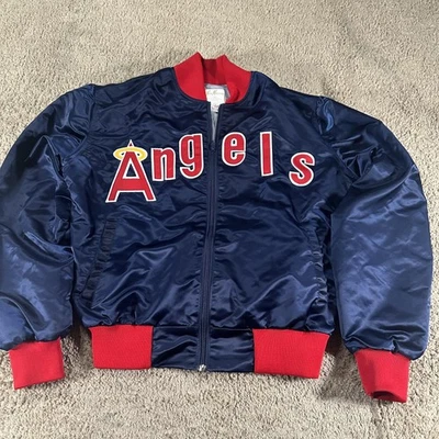 Chaqueta de colección California Angels para hombre grande azul MLB béisbol satinado bombardero años 90 Foto 1 de 4