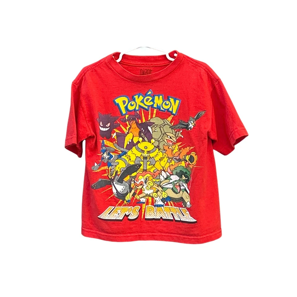 Camiseta Pokémon Let's Battle 2008 roja gráfica vintage dibujos animados jugador nostalgia 4/5 Foto 1 de 4