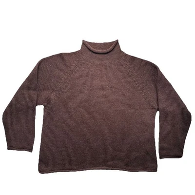 VINTAGE J Crew Sweater Mens Red Dark Brown XL Roll Neck Wool Fisherman Oarsman - Image 1 of 4