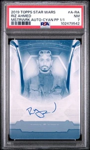 Riz Ahmed - 2019 Star Wars Masterwork Autograph Cyan Printing Plate PSA 7 #1/1 - Picture 1 of 2