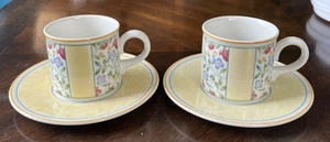 (2) Villeroy & Boch Porcelain Flat Cup & Saucer Sets Virginia Pattern Vintage - Picture 1 of 9