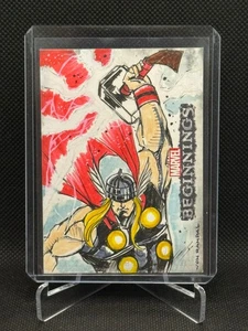 2012 UD Marvel Beginnings Series 3 Artist Sketch Card - Von Randal - Thor 1/1 - Picture 1 of 2