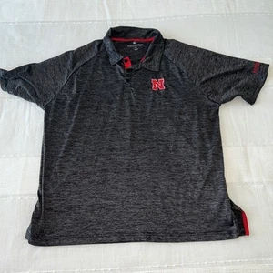 Nebraska Cornhuskers Polo Shirt Mens XL Black Gray Golf Casual Rugby Colosseum - Picture 1 of 8