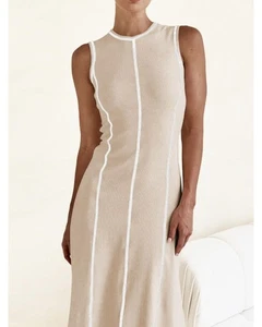 Everyday the Label Sleeveless Midi Dress Women Tan Dresses - Picture 1 of 9