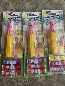Pez Easter pink Bunny Rabbit Yellow Pez Dispensers New in Package collector - Picture 1 of 5
