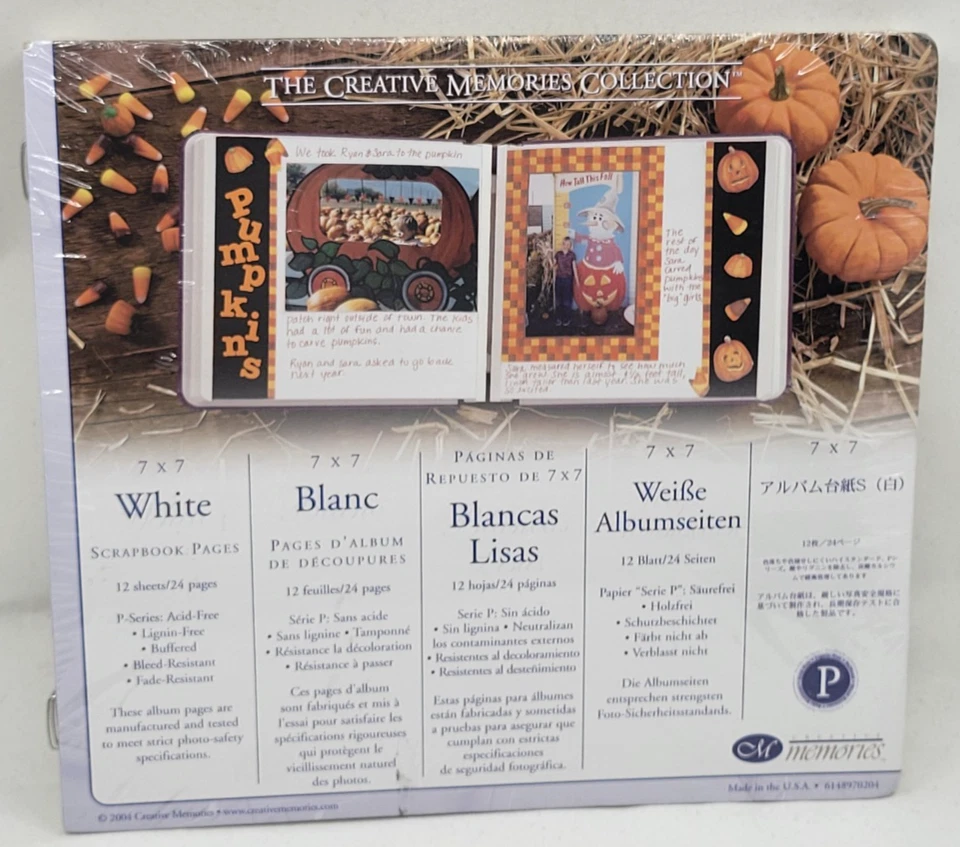 Creative Memories 7x7 White Scrapbook Pages 12 Sheets