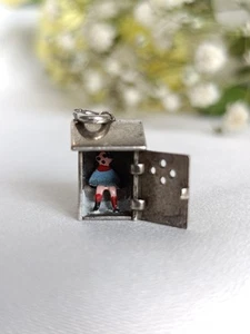 Vintage 1940's Sterling Silver & Enamel Opening Out House Toilet Charm/ Pendant - Picture 1 of 6