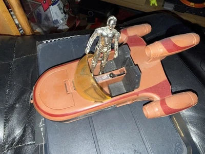 Star Wars Vintage Landspeeder Open Bonnet Variant and C3-PO 1978 - Image 1 of 4