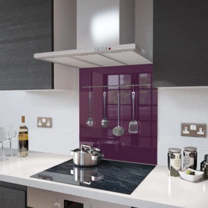 Deep Purple with Utensil Rail - Glass Splashback - 70cm Wide x 75cm High - Picture 1 of 1
