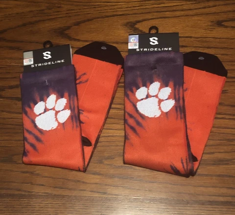 Clemson Tigers Strideline Premium Mens Crew Sock - Purple & Orange 2 Pair! New! Cover
