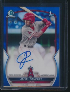 JADIEL SANCHEZ AUTO 1st 2023 Bowman Chrome BLUE REFRACTOR #/150 ANGELS Rookie RC